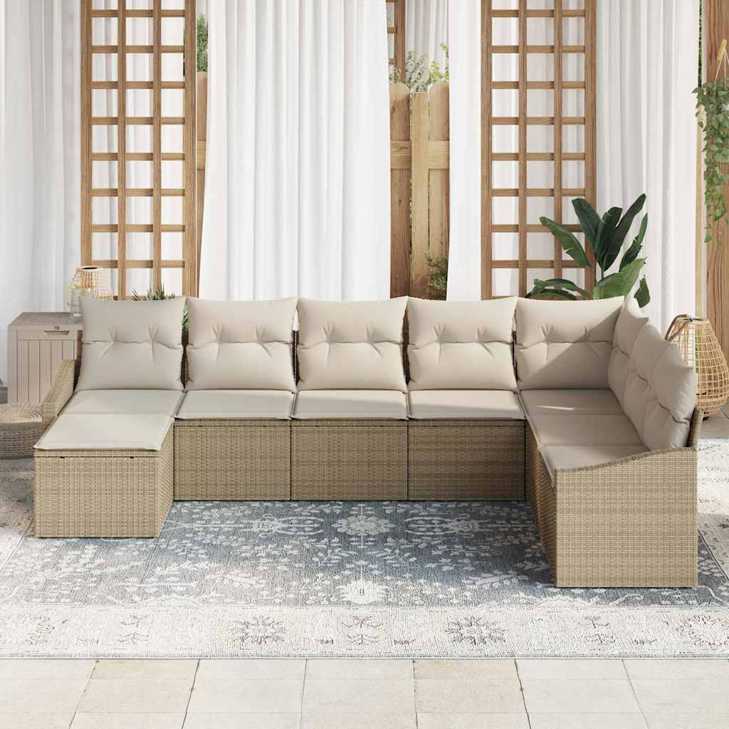 Garten Essgruppe mit Kissen mit Speicher 8 pcs Beige und Creme